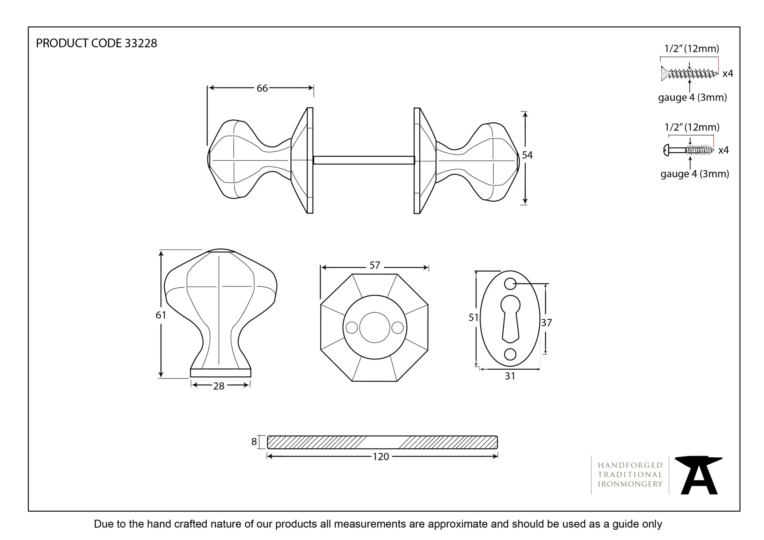 From The Anvil Set Pewter Octagonal Mortice / Rim Knob | 33643 - Image 2