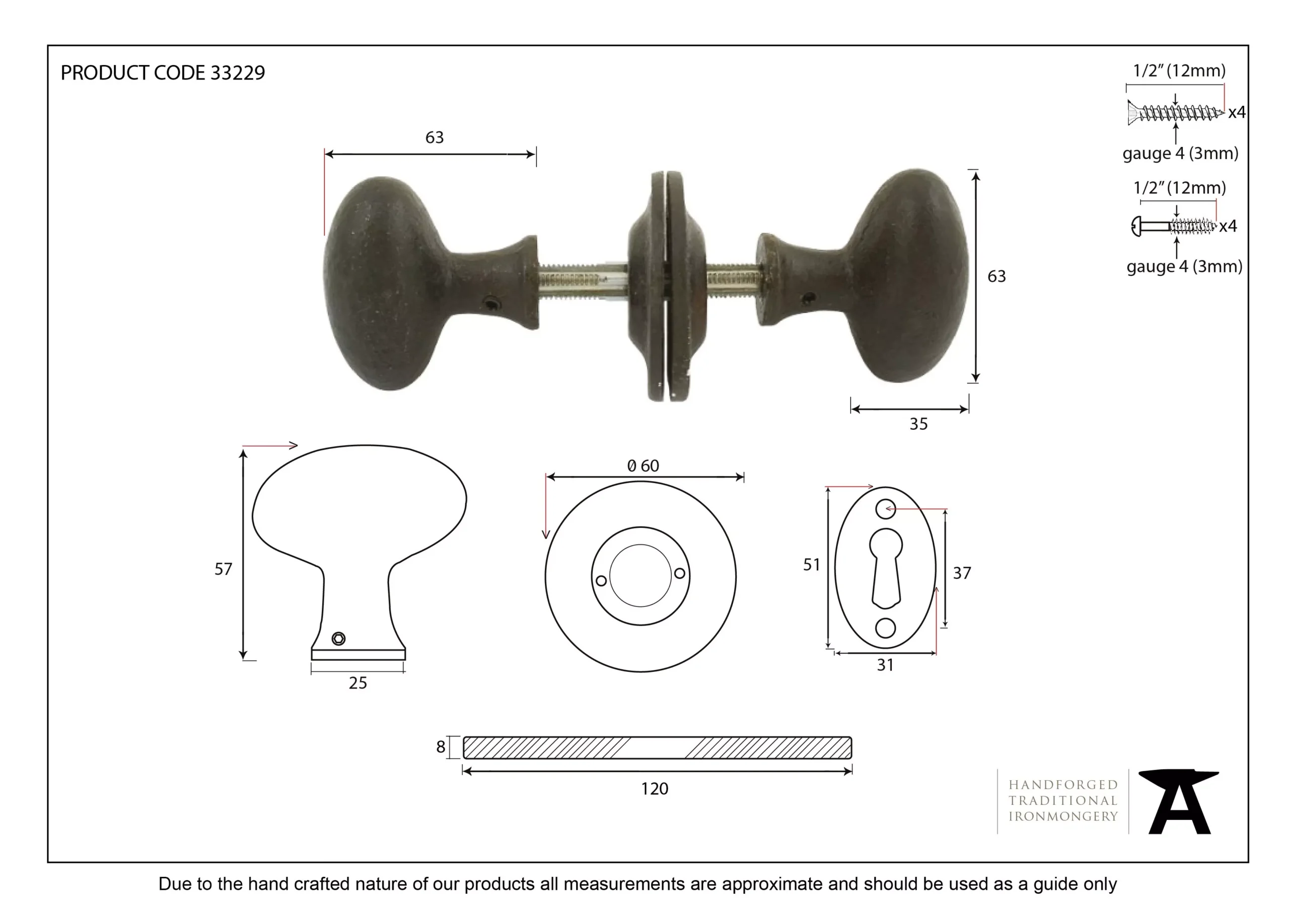 From The Anvil Set Black Oval Mortice / Rim Knob Set | 33251 - Image 2