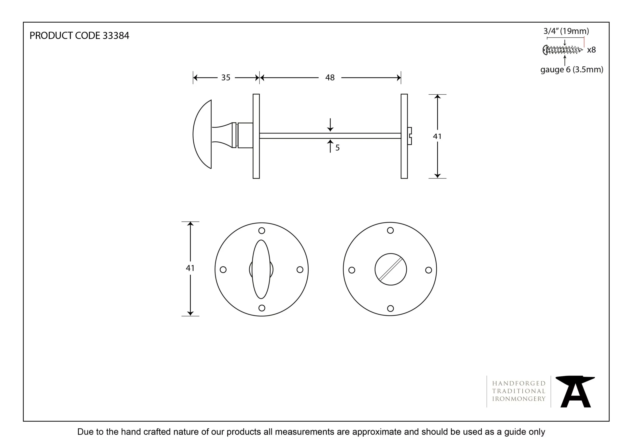 From The Anvil 41mm Pewter Round Bathroom Thumbturn & Snib Release | 33383 - Image 3