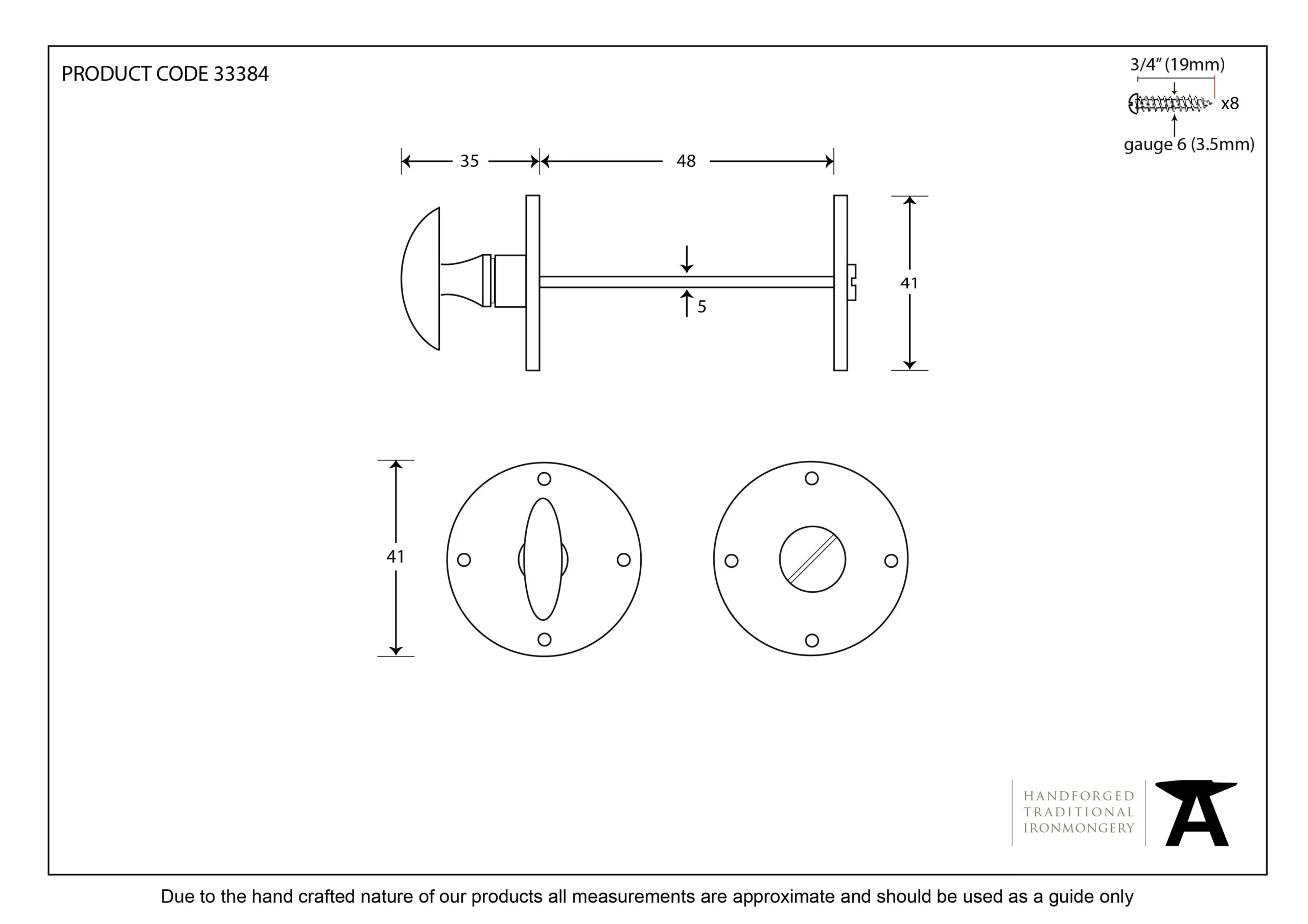 From The Anvil 41mm External Beeswax Bathroom Thumbturn & Snib Release | 91508 - Image 2