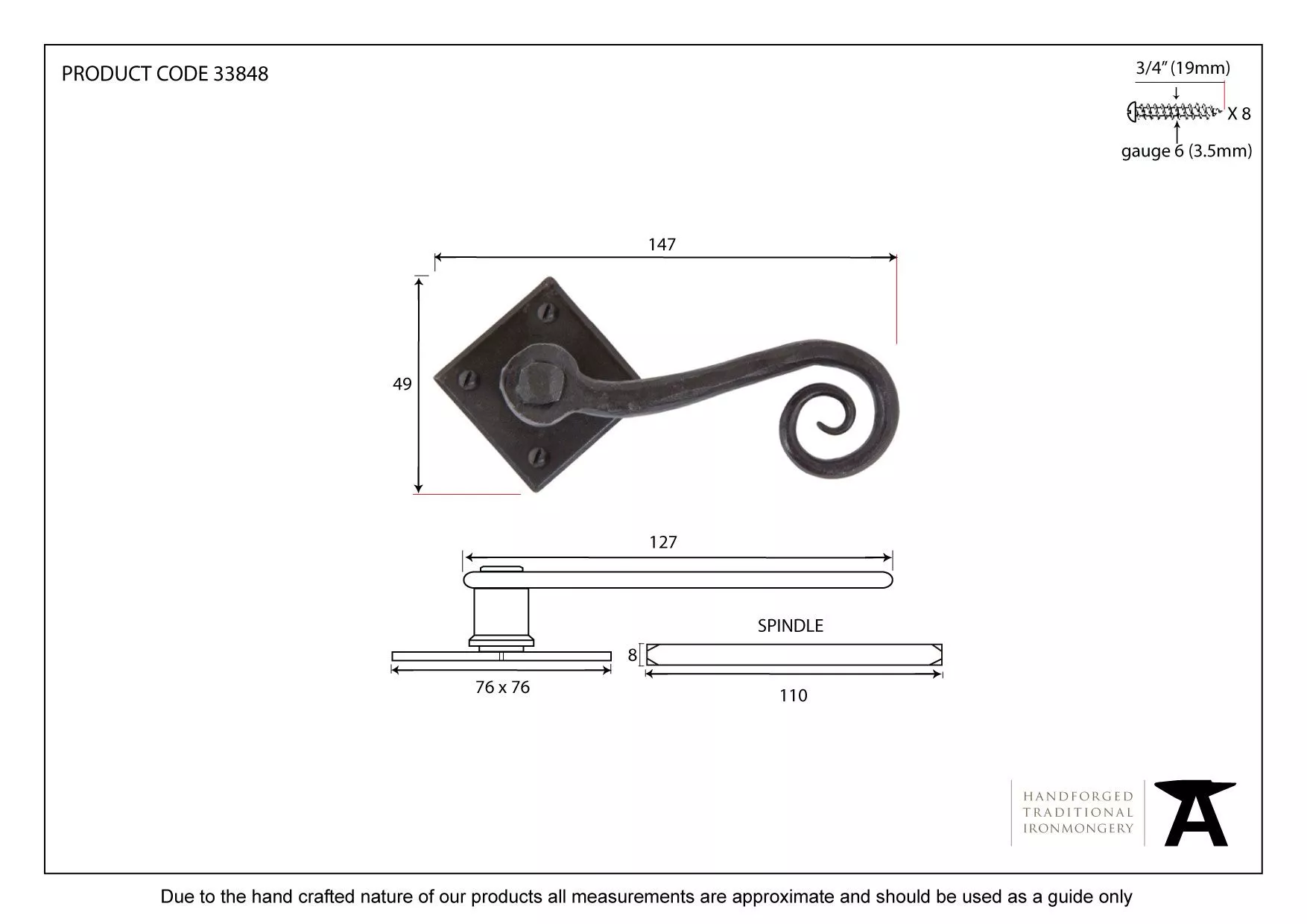 Set From The Anvil Black Monkey Tail Lever Furniture Diamond Rose | 33235 - Image 2