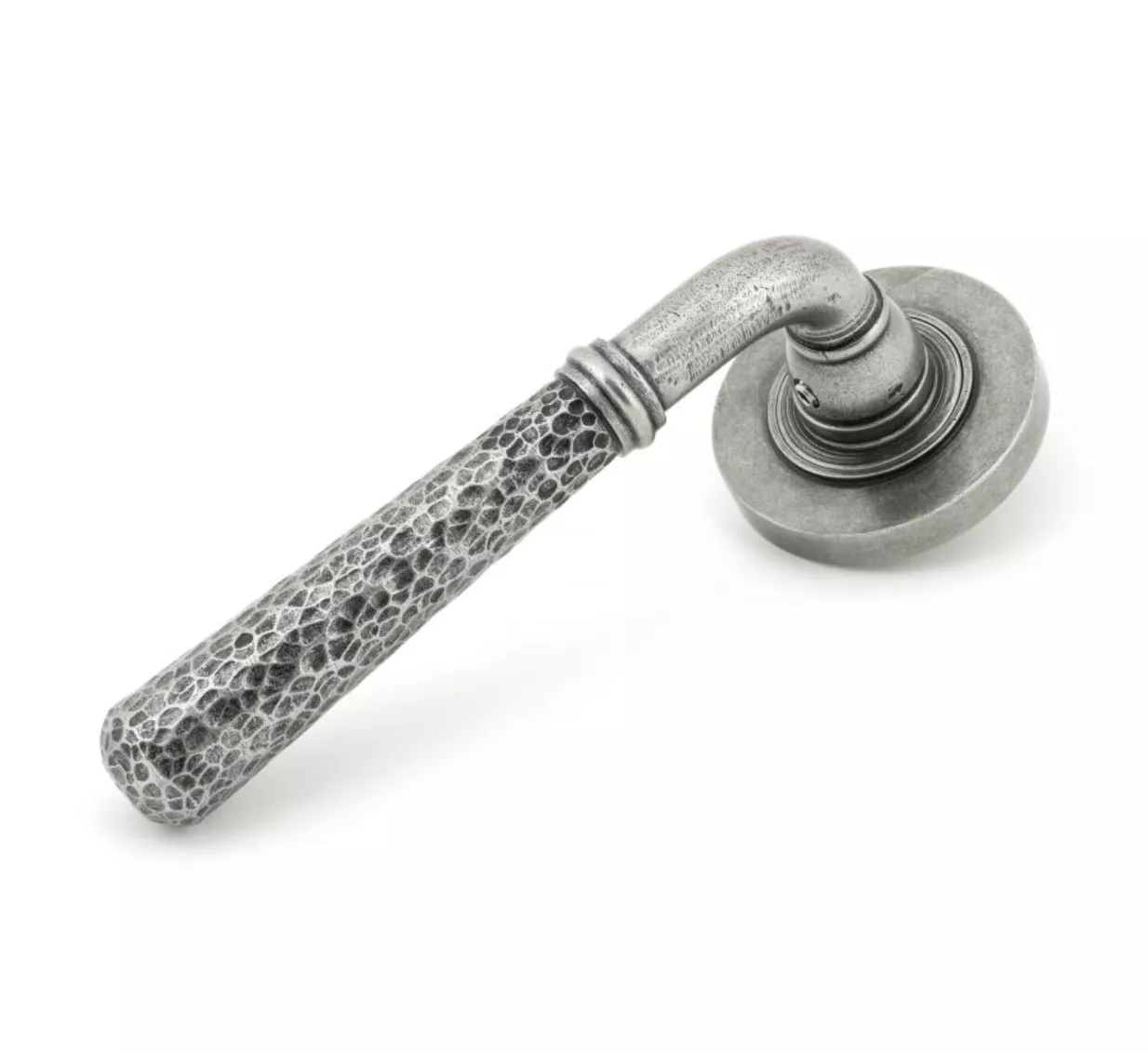 Set Pewter Hammered Newbury Lever On Plain Rose | 45655
