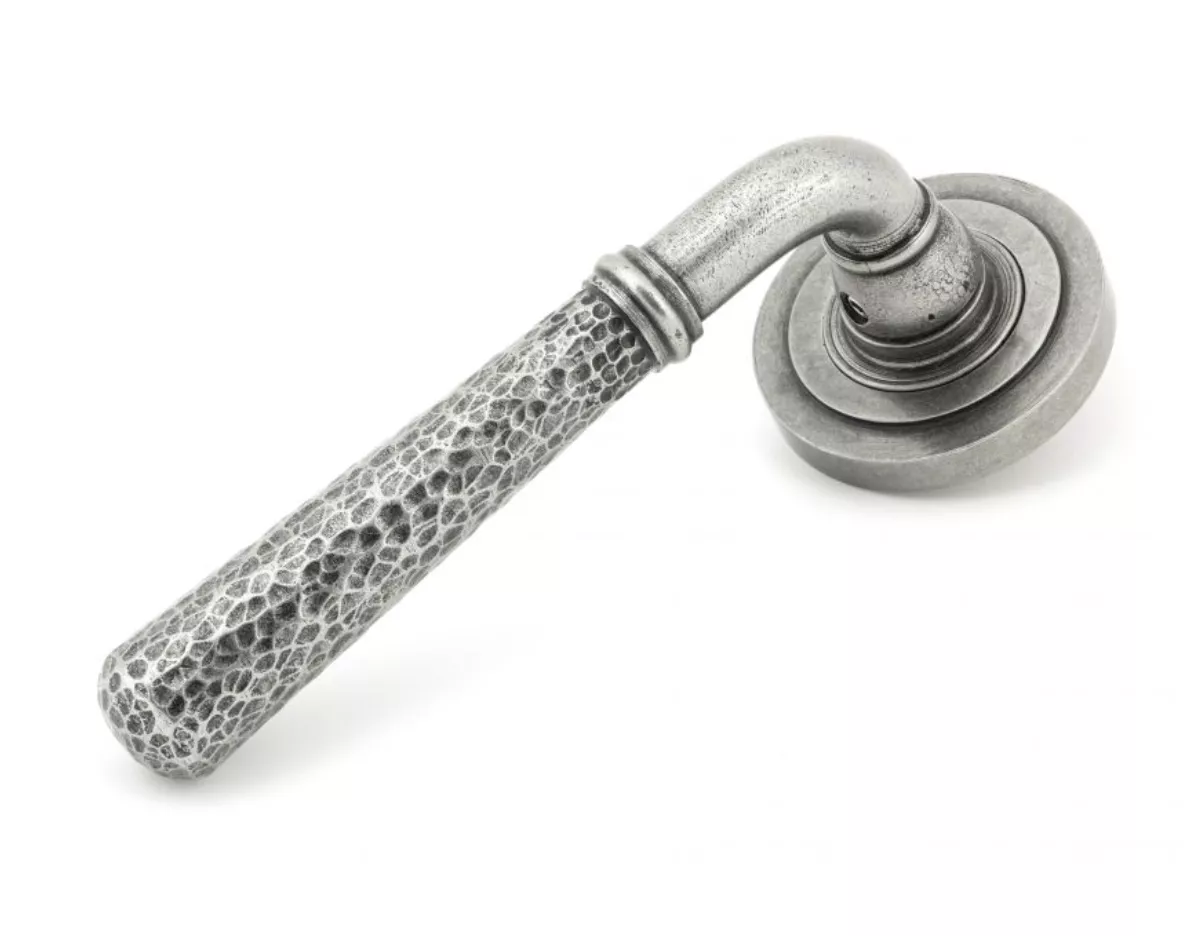 Set Pewter Hammered Newbury Lever On Art Deco Rose | 45656