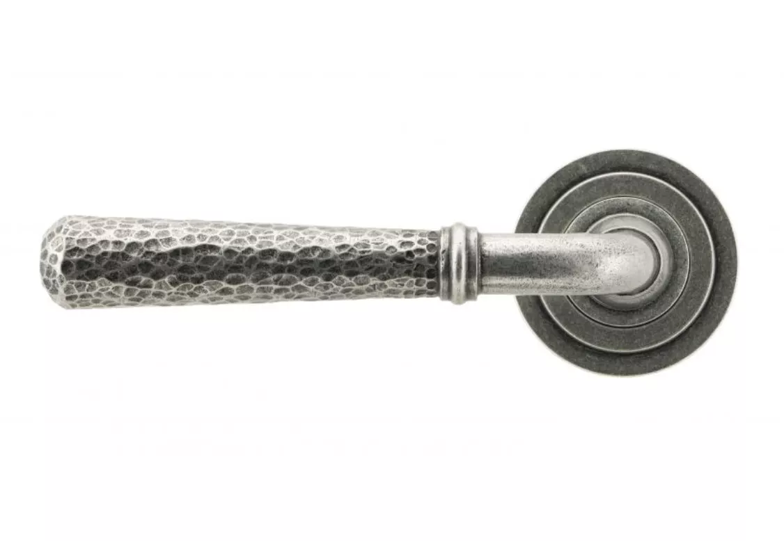Set Pewter Hammered Newbury Lever On Art Deco Rose | 45656 - Image 2