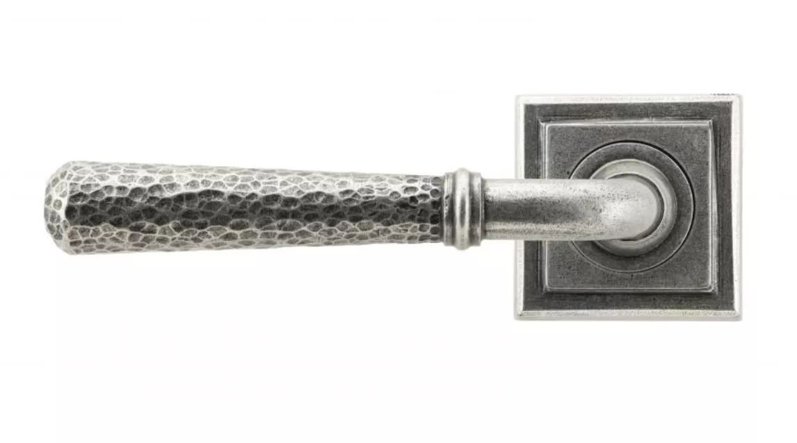 Set Pewter Hammered Newbury Lever On Square Rose | 45658 - Image 2