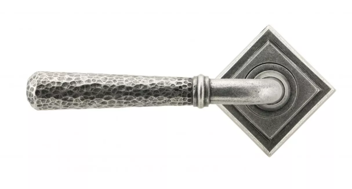 Set Pewter Hammered Newbury Lever On Square Rose | 45658 - Image 4