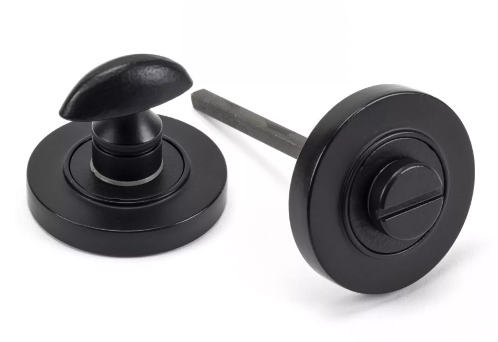 From The Anvil Matt Black Round Bathroom Plain Thumbturn Set | 49544