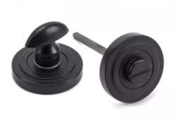 From The Anvil Matt Black Round Bathroom Art Deco Thumbturn Set | 49545