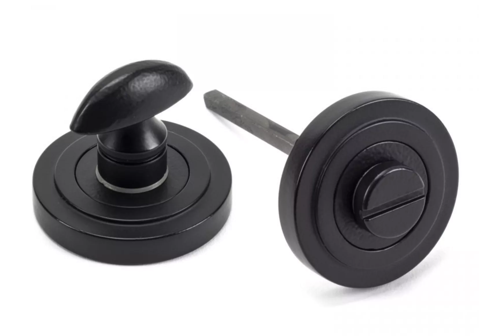 From The Anvil Matt Black Round Bathroom Art Deco Thumbturn Set | 49545