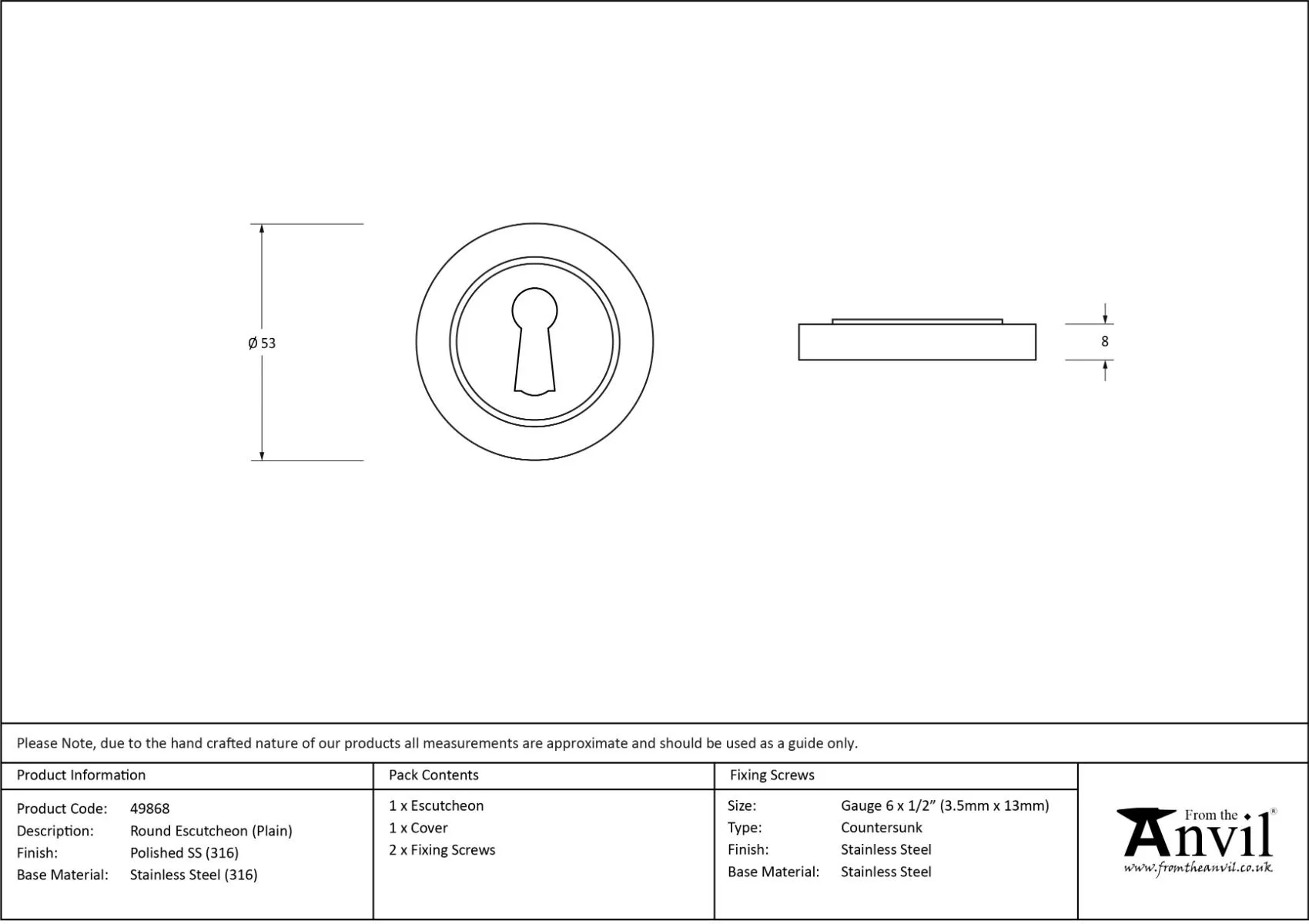 Polished SS (316) Round Standard Keyhole Escutcheon (plain) | 49868 - Image 7