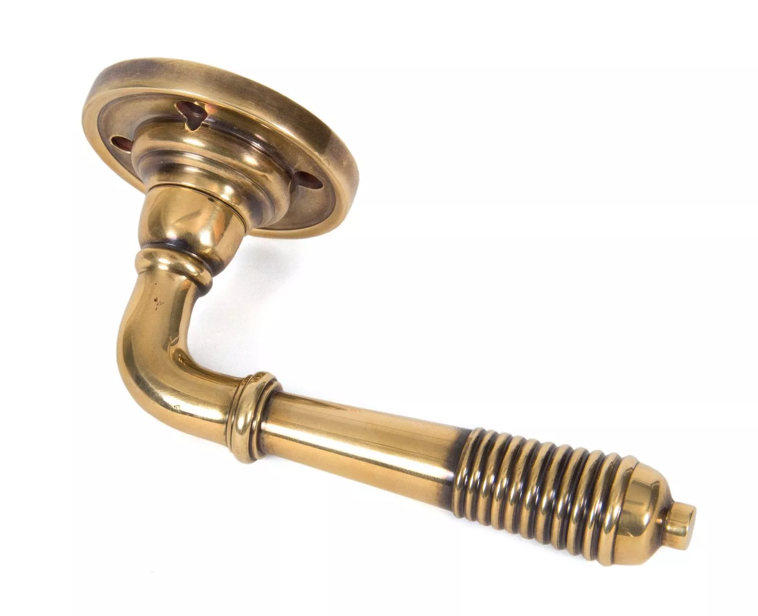 Aged Brass Reeded Lever On Rose | 50086 - Image 2