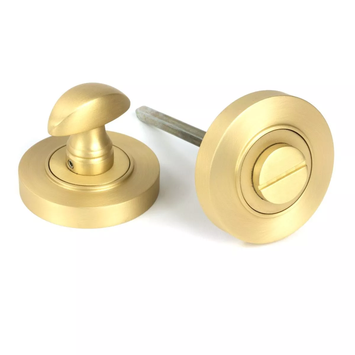 Satin Brass Round Thumbturn Set (Plain) | 50880