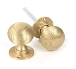 Satin Brass Heavy Beehive Mortice/Rim Knob Set | 50902