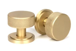 Satin Brass Brompton Mortice/Rim Knob Set (Art Deco) | 50909