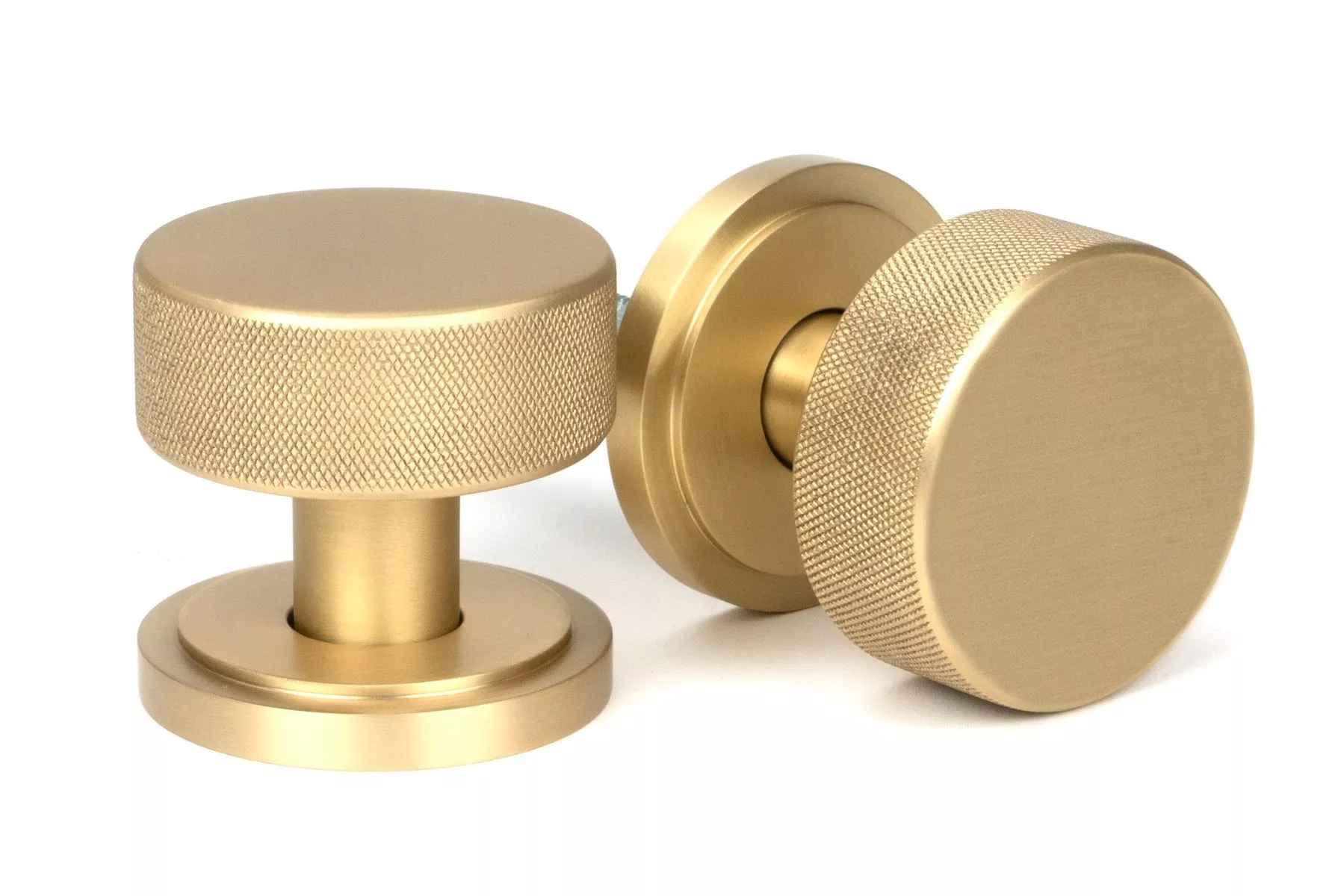 Satin Brass Brompton Mortice/Rim Knob Set (Art Deco) | 50909
