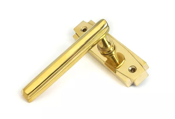 Set Polished Brass Art Deco Lever On Rose | 51191 - Image 4