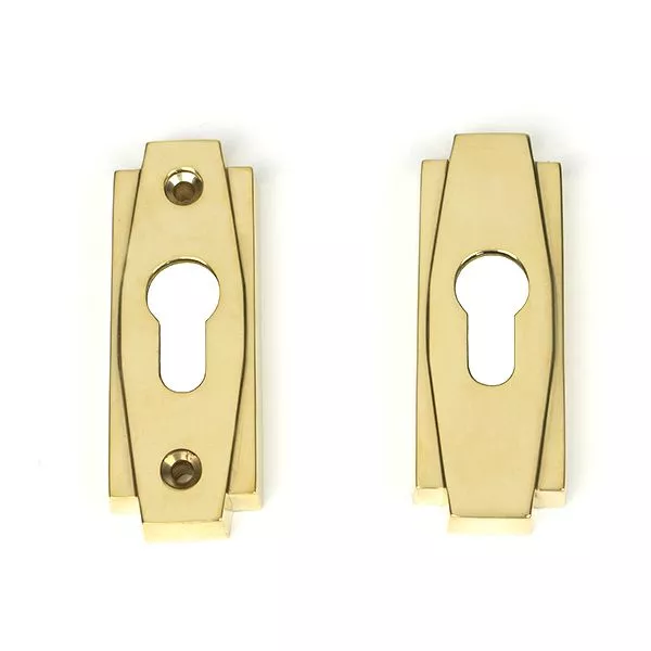 Set Polished Brass Art Deco Euro Escutcheon | 51197 - Image 3