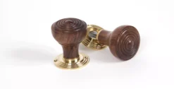 From The Anvil Set Rosewood & Brass Ringed Mortice / Rim Knob