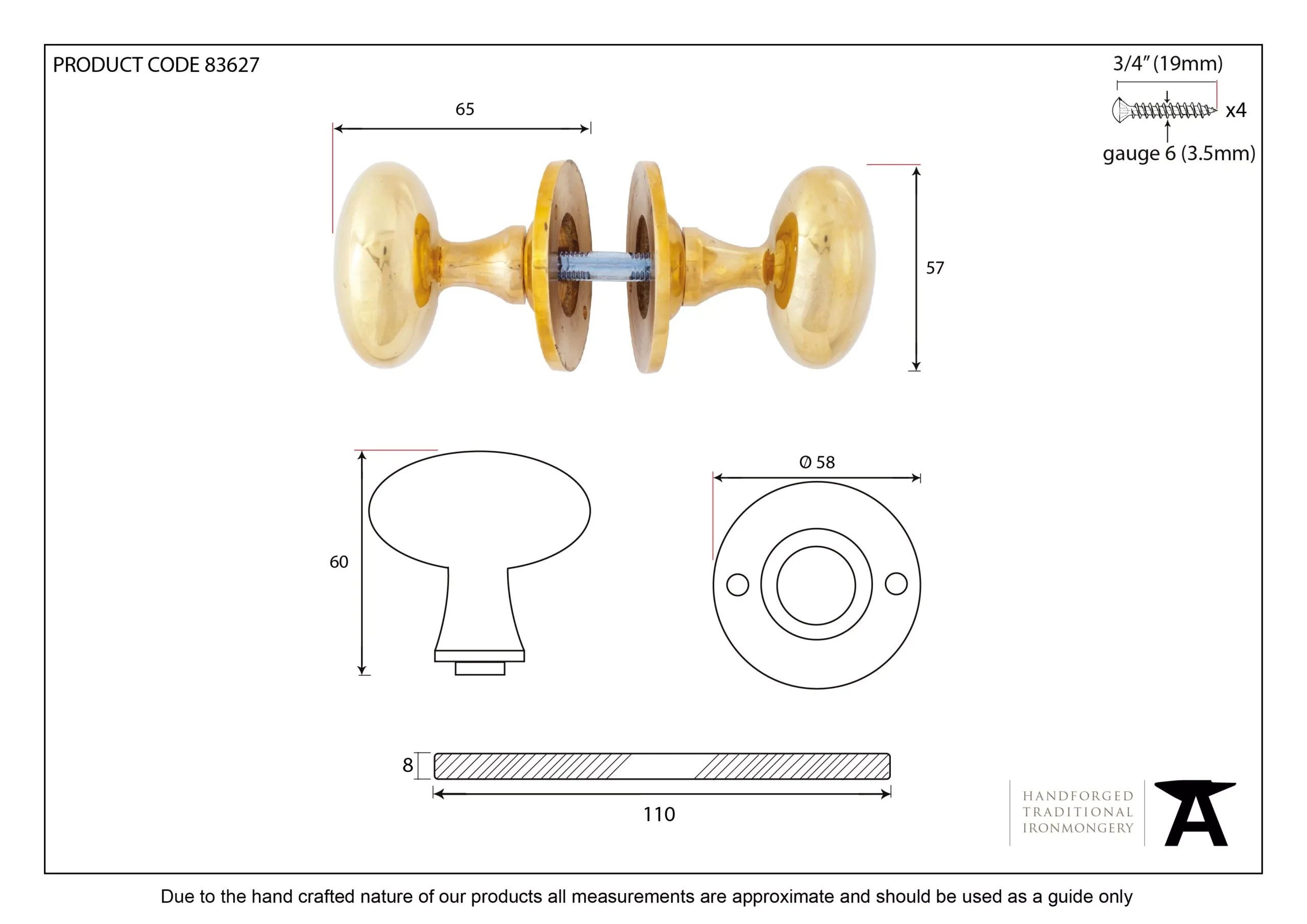 From The Anvil Set Polished Nickel Oval Mortice / Rim Knob | 83629 - Image 2