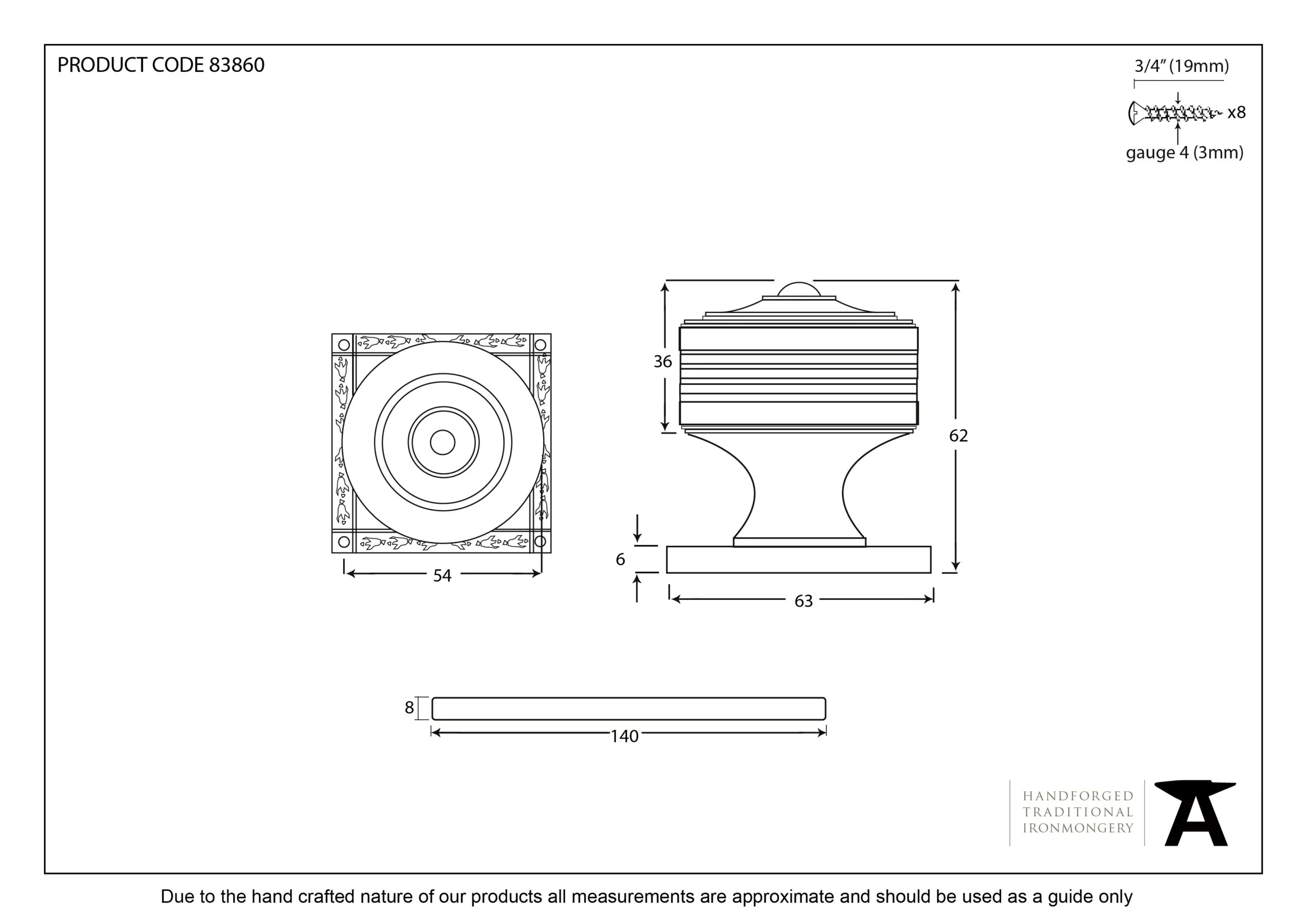 From The Anvil Set Polished Chrome Tewkesbury Square Mortice Knob | 90292 - Image 2