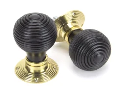From The Anvil Set 54mm Ebony & Brass Beehive Mortice / Rim Knob | 91729