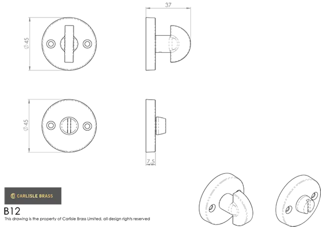 Carlisle Brass Polished Brass Snib Thumbturn & Release | B12PB - Image 2