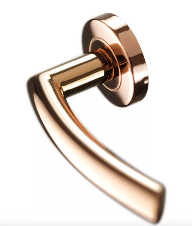 Set Rose Gold (Copper) Lever Handle On Rose - Image 2