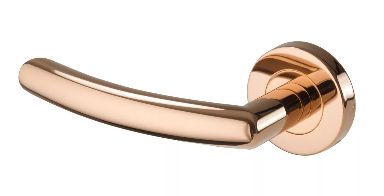 Set Rose Gold (Copper) Lever Handle On Rose