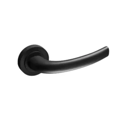 Set Matte Black Lever Handle On Round Rose | D2110BL