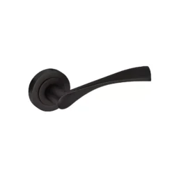 Set Matte Black Wing Design Lever Handle On Round Rose | D2210BL