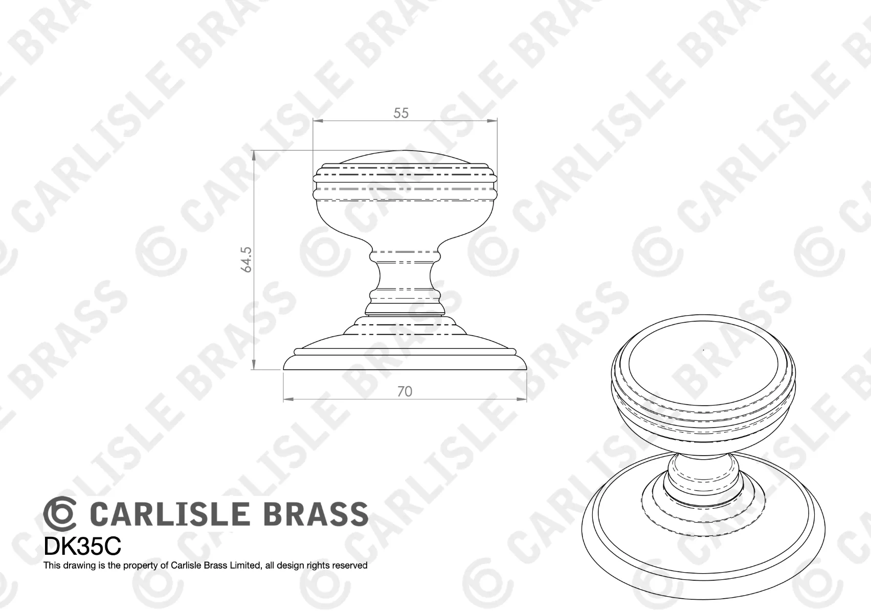 Delamain Florentine Bronze Unsprung Concealed Fix Mortice Knob Furniture | DK35CFB - Image 2