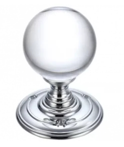 Set Fulton & Bray 55mm Clear Glass Ball Mortice Knob | FB300CP