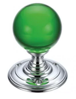 Set Fulton & Bray 55mm Green Glass Ball Mortice Knob | FB300CPG