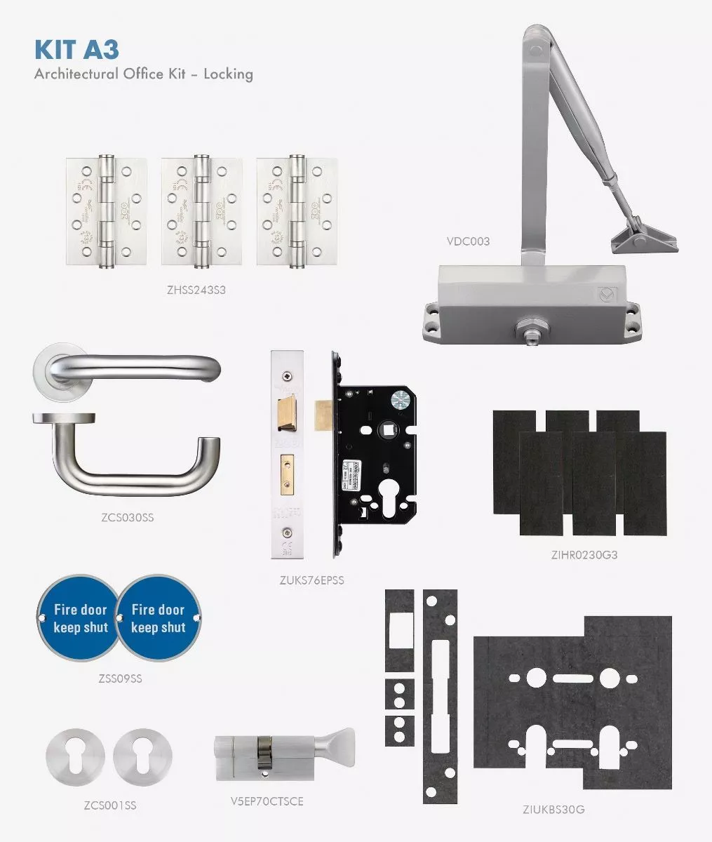 Architectural Office Fire Door Locking Kit | KITA3-FDP-A3