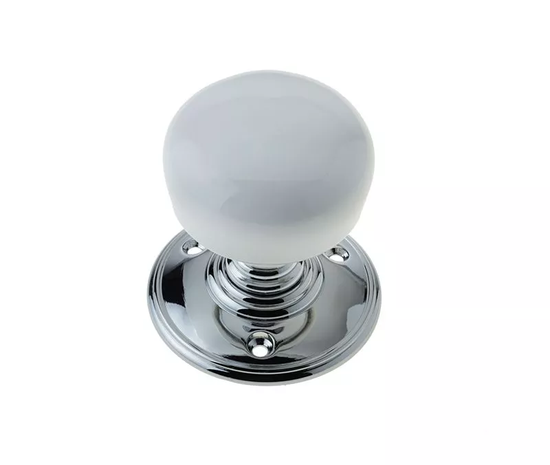 Frelan White Porcelain Mortice Knob Furniture On PC Rose