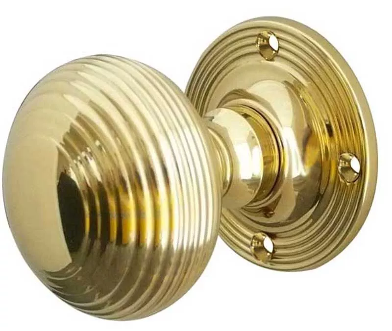 Frelan PB Reeded Mortice Knob