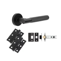 Matt Black JV850MB Knurled Handle Door Kit - Latch