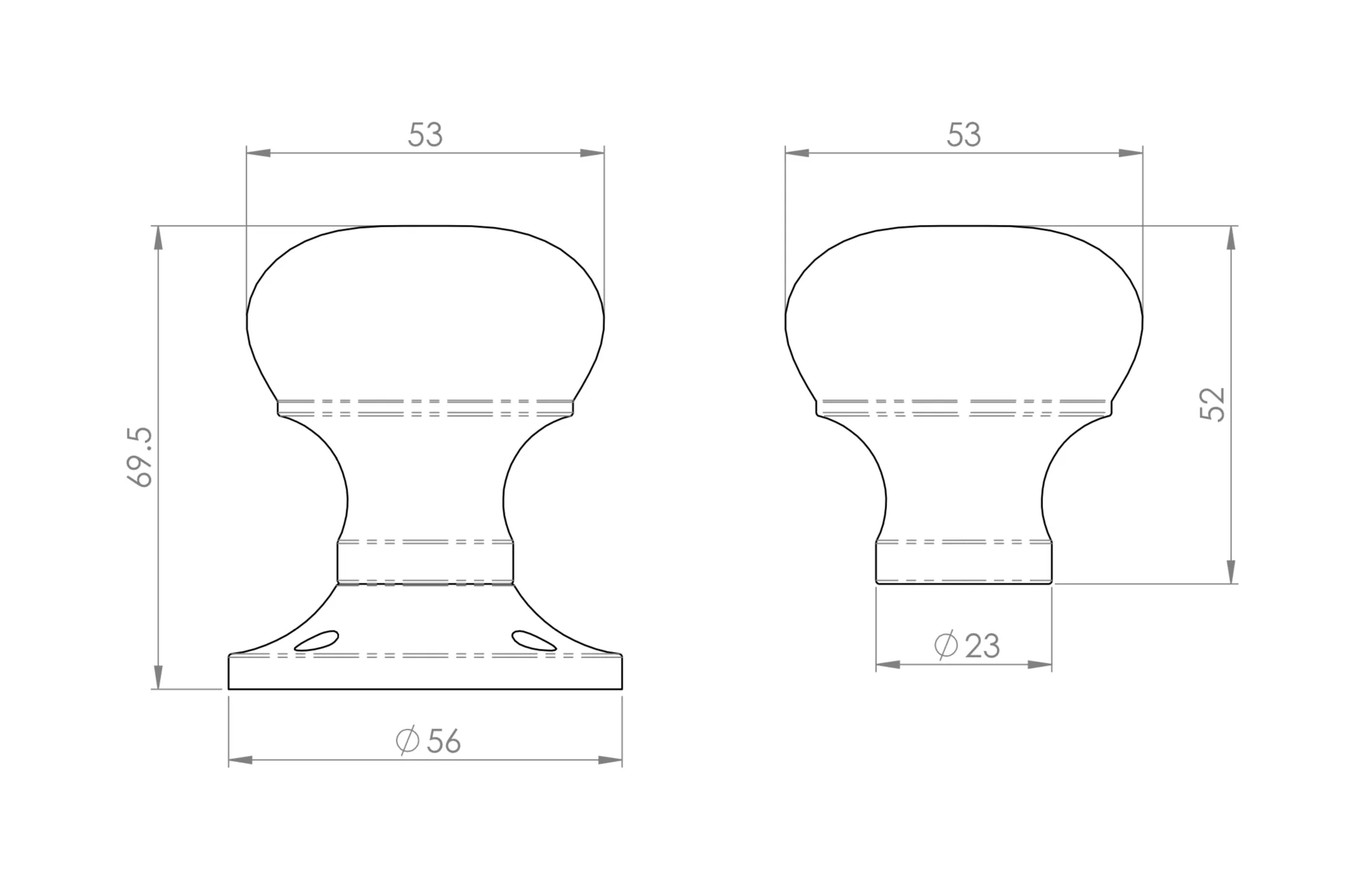 CARLISLE Set Manital Polished Brass 56mm Victorian Mushroom Rim Knob | M35RSPB - Image 2