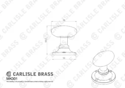 Satin Chrome Oval Mortice Knob Furniture | MK001SC