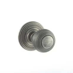 Atlantic Set Old English Distressed Silver Ripon Round Reeded Mortice Knob | OE50RMKDS