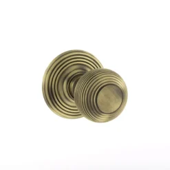 Atlantic Set Old English Matt Antique Brass Ripon Round Reeded Mortice Knob | OE50RMKMAB