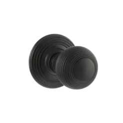 Atlantic Set Old English Matt Black Ripon Round Reeded Mortice Knob | OE50RMKMB