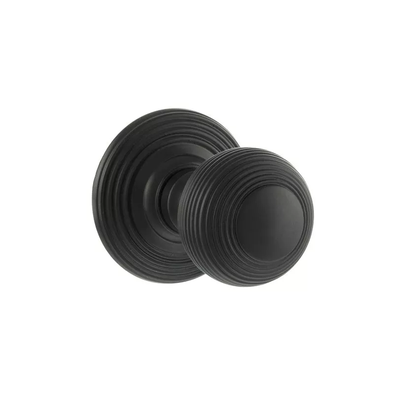 Atlantic Set Old English Matt Black Ripon Round Reeded Mortice Knob | OE50RMKMB