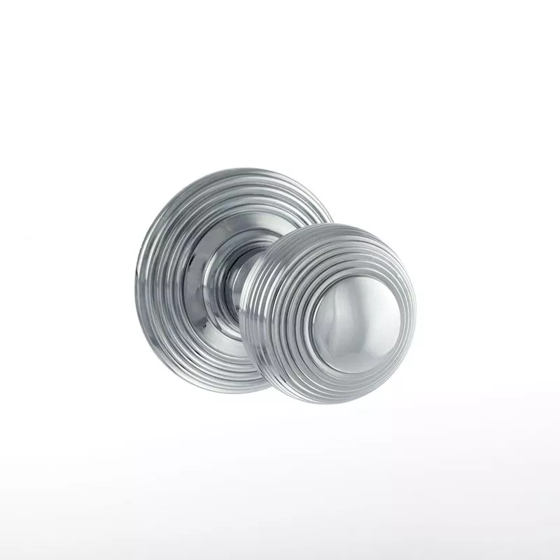Atlantic Set Old English Polished Chrome Ripon Round Reeded Mortice Knob | OE50RMKPC