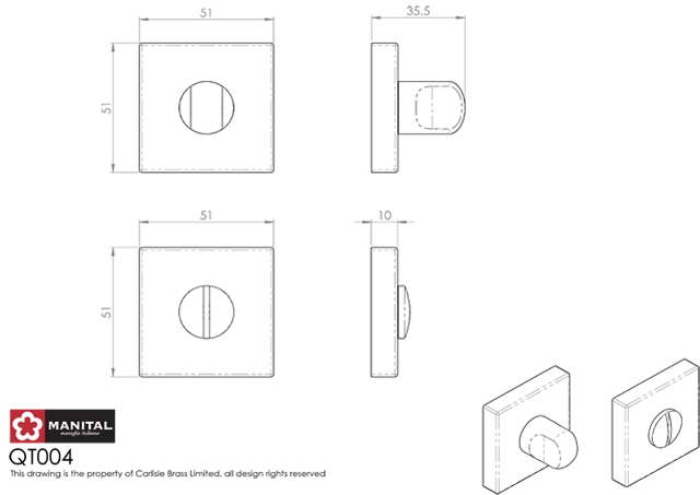 CARLISLE Manital Anthracite Snib Thumbturn & Release On Square Rose | QT004ANT
