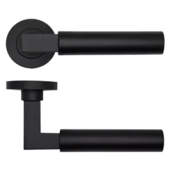 Matt Black Garda Lever On Round Rose | RT050PCB