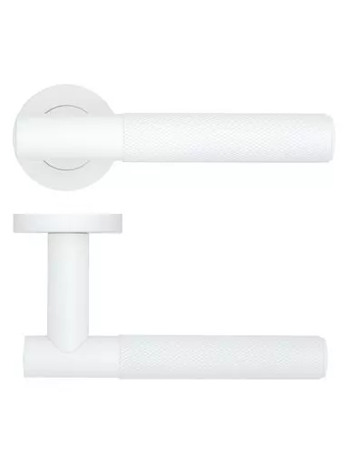 Matt White Orta Knurled Lever On Round Rose | RT060PCW - Image 2