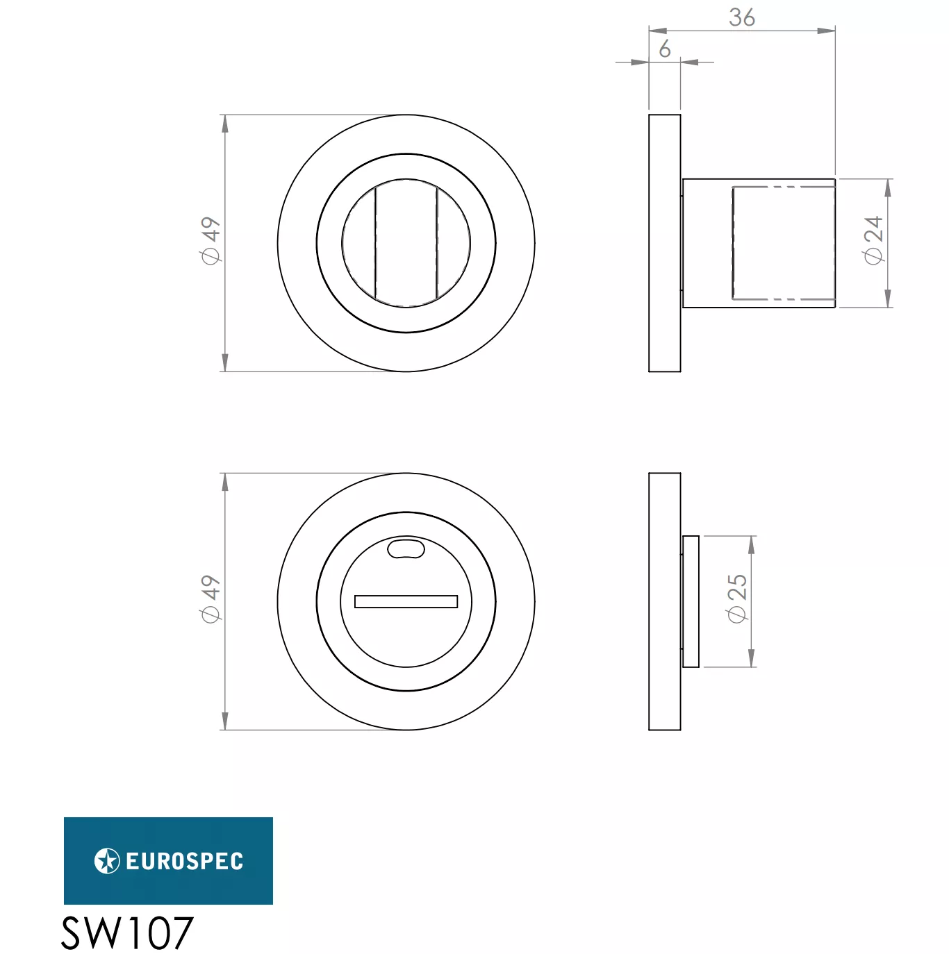 316 Marine Grade Satin Stainless Steel Thumbturn & Release | SW107SSS - Image 2
