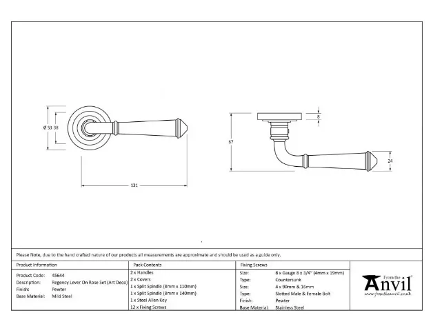 Set From The Anvil Pewter Regency Lever On Art Deco Rose | 45644 - Image 3