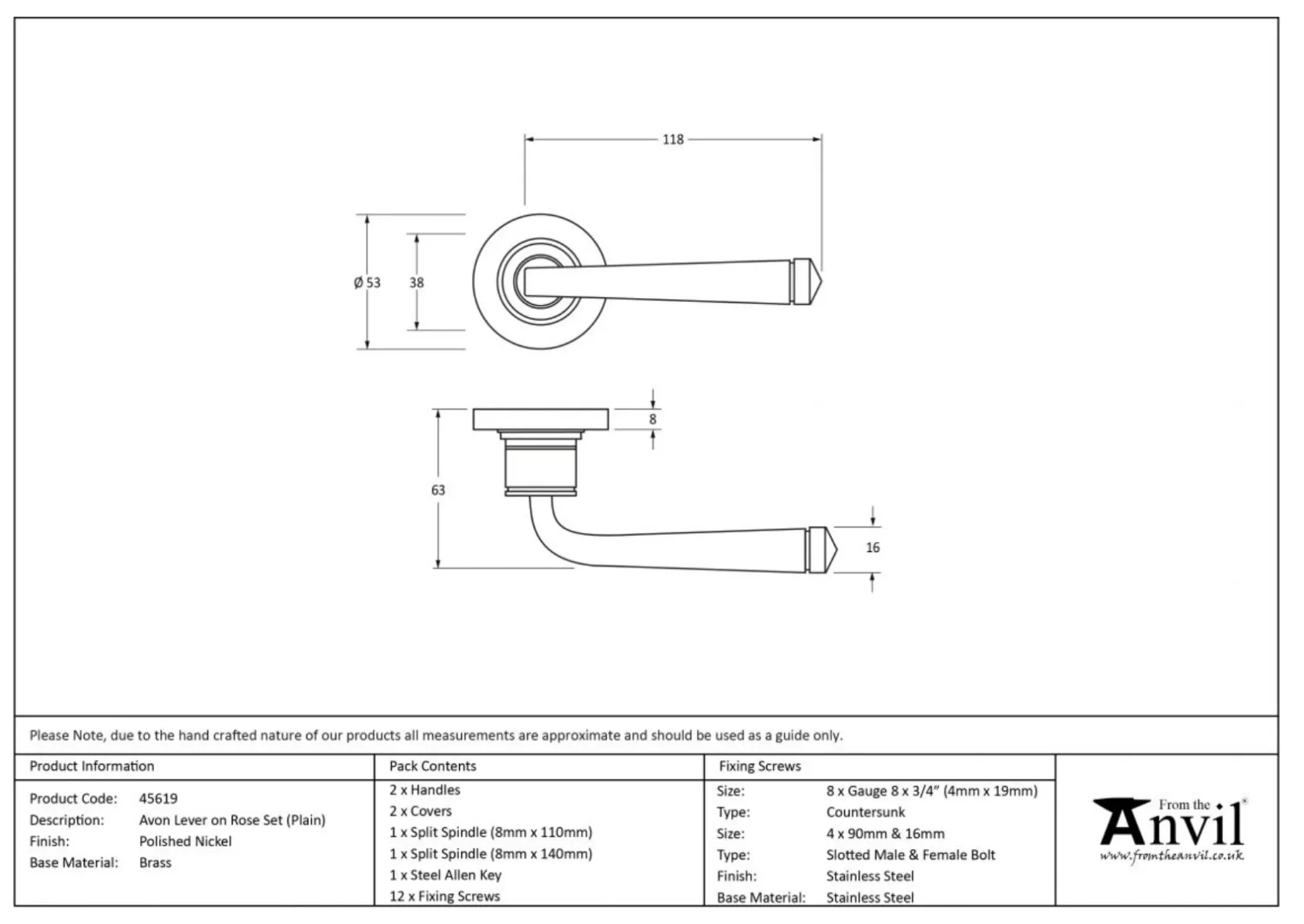 Set From The Anvil Polished Nickel Avon Lever On PlainĀ rose | 45619 - Image 3